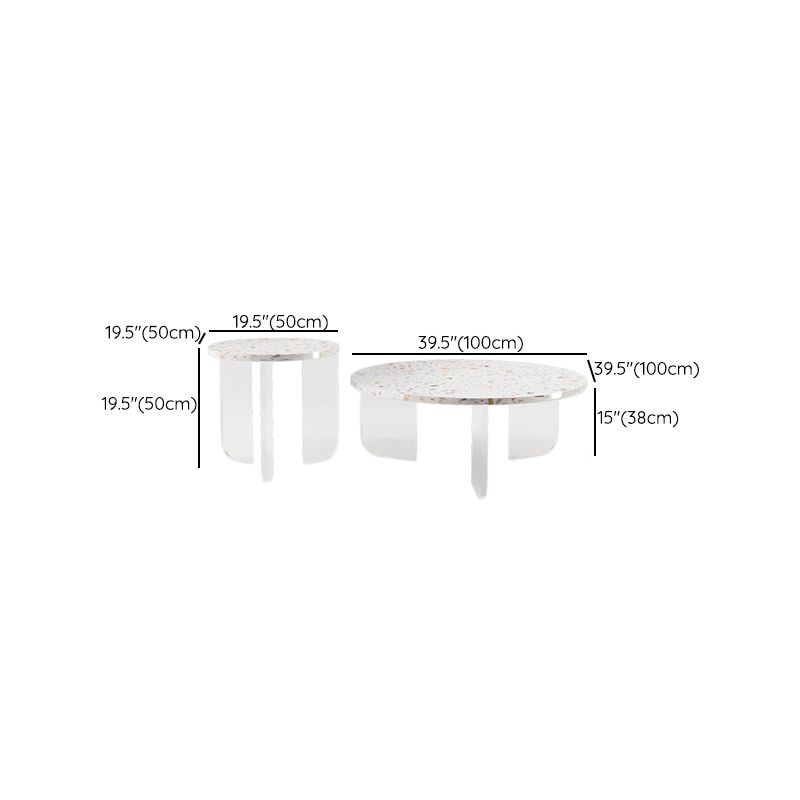 Round Terrazzo Coffee Cocktail Table Set with Acrylic/Ash Legs Clearhalo 'Coffee & Accent Tables' 'Coffee Tables' 'coffee_tables' 'furn' 'furn_coffee_tables' 'Furniture' 'Living Room Furniture' 1200x1200_d177578f-b38a-4f9f-bd97-f15dbfa91d68