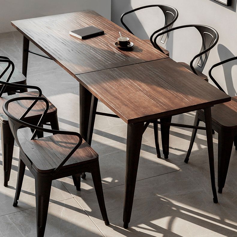 Industrial 4 Legs Pedestal Dining Table Pine Table for Dining Room Clearhalo 'Dining Tables & Seating' 'Dining Tables' 'dining_table' 'furn' 'furn_dining_table' 'Furniture' 'Kitchen & Dining Furniture' 1200x1200_d1777b9b-598f-4724-8124-106a658a369b