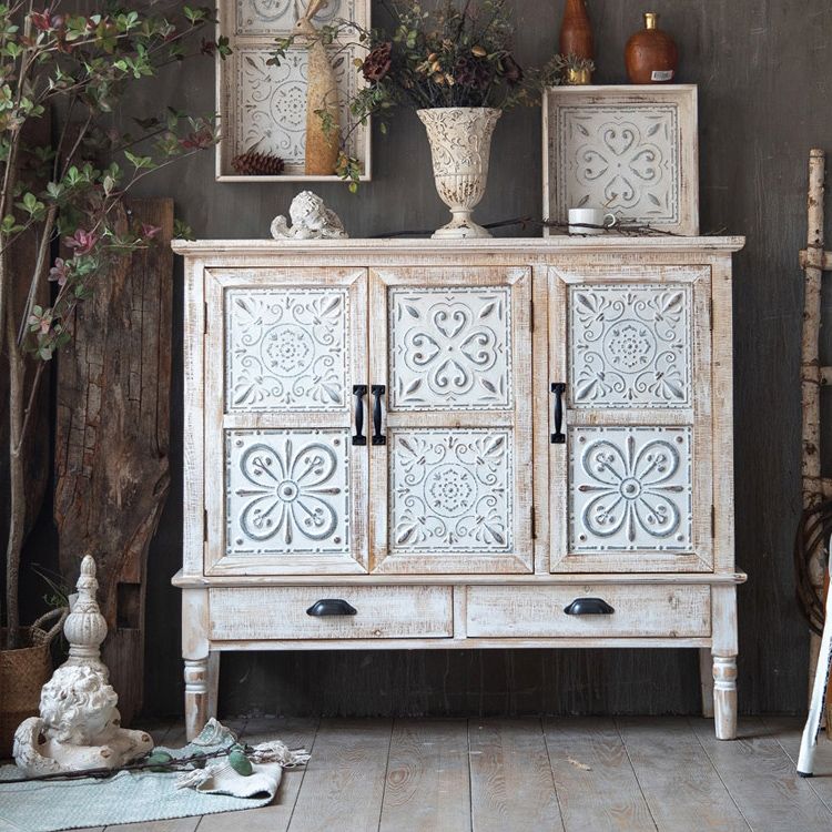 Industrial Rectangle Accent Cabinet Distressed Finish Fretwork Accent Cabinet Clearhalo 'Cabinets & Chests' 'cabinets_chests' 'furn' 'furn_cabinets_chests' 'Furniture' 'Living Room Furniture' 1200x1200_d17a61ed-4414-4fcf-820c-212d7951dc8b