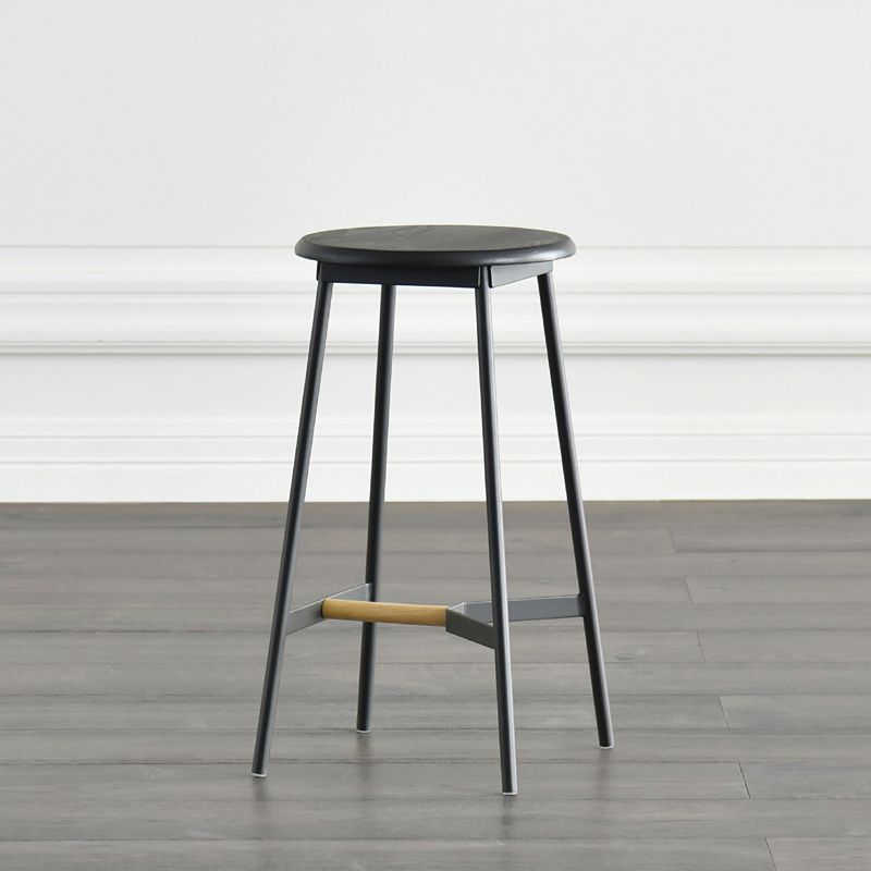 Contemporary Style Metal Bar Stool Footrest Counter Stool in Black Clearhalo 'Bar Furniture' 'Bar Stools' 'bar_stools' 'furn' 'furn_bar_stools' 'Furniture' 'Kitchen & Dining Furniture' 1200x1200_d17a8123-a979-453d-bd50-6d17a1ad16e8