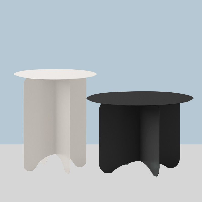 Mid-Century Modern Round Coffee Table with Iron Top and 4 Legs Clearhalo 'Coffee & Accent Tables' 'Coffee Tables' 'coffee_tables' 'furn' 'furn_coffee_tables' 'Furniture' 'Living Room Furniture' 1200x1200_d17aa778-c82d-4318-8788-5a5dd917a2f4