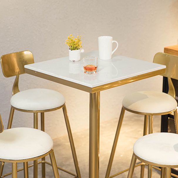 White Glam Style Round and Square Bar Table in Iron and Marble Milk Tea Shop Bar Table Clearhalo 'Bar Furniture' 'Bar Tables' 'bar_tables' 'furn' 'furn_bar_tables' 'Furniture' 'furniture_bar_tables' 'Kitchen & Dining Furniture' 1200x1200_d17b67b3-710b-4200-b134-0a9030260a88