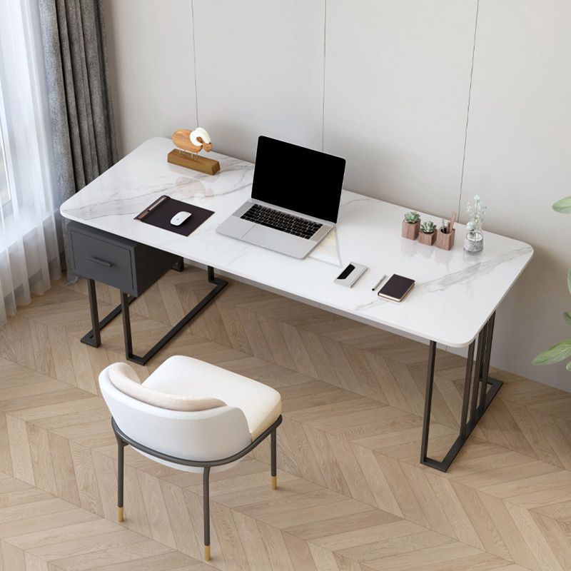 Bureau d'écriture en pierre contemporaine Bureau de bureau rectangulaire en métal