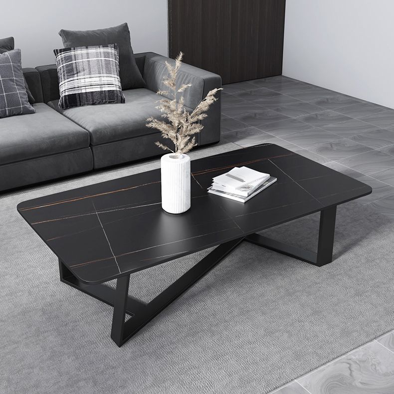 Mesa de centro rectangular contemporánea Mesa de cóctel de mármol con caballete
