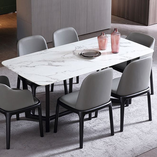 Tavolo da pranzo bianco in marmo rettangolo tavolo da cavalletto industriale per sala da pranzo