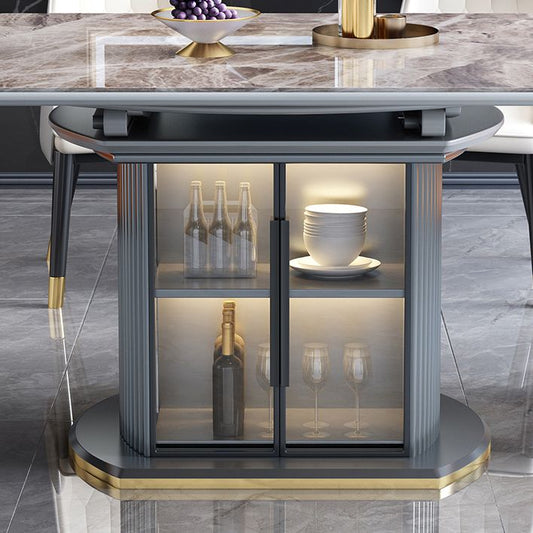 Muebles de piedra de estilo moderno 1/5/7/9/11 PCS Mesa de comedor de forma redonda con silla de comedor