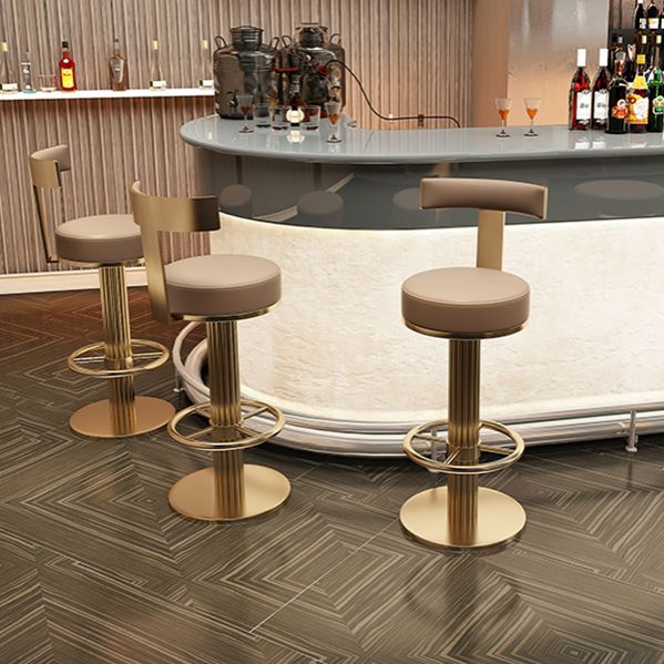 Glam Leather Bar Stool Adjustable Gold Base Counter Stool for Bristol Clearhalo 'Bar Furniture' 'Bar Stools' 'bar_stools' 'furn' 'furn_bar_stools' 'Furniture' 'Kitchen & Dining Furniture' 1200x1200_d1813a93-9907-4b2c-b618-bc19750883b1