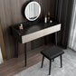 Coiffeuse contemporaine à 2 tiroirs avec plateau en pierre noire et tabouret