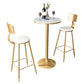 1/3 pièces Glam Bar Table Set Round Bistro Ensemble avec un faux marbre blanc