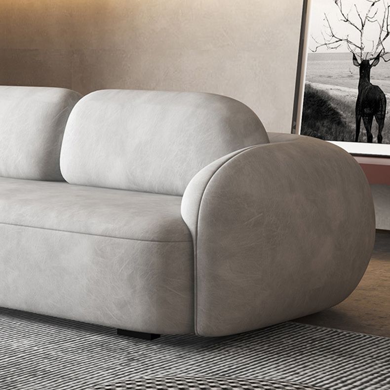 Zeitgenössisches 2/3-Sitzer-Sofa in grauem Kunstleder-Rundarmofa