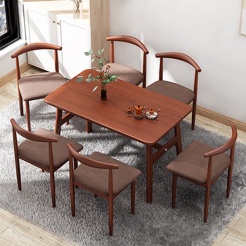 Contemporary Rectangular Wooden Dining Table with 4 Metal Foot Clearhalo 'Dining Tables & Seating' 'Dining Tables' 'dining_table' 'furn' 'furn_dining_table' 'Furniture' 'Kitchen & Dining Furniture' 1200x1200_d18337de-bfc8-4e83-94ad-3973404d25a6