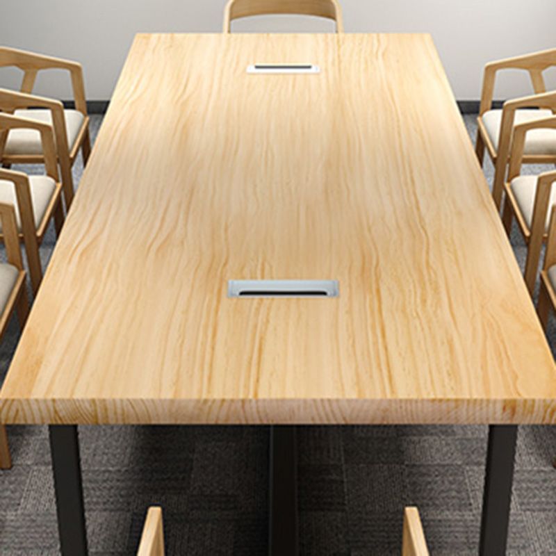 Vast hout rechthoekige vergaderbalie industrieel schrijfbureau voor kantoor