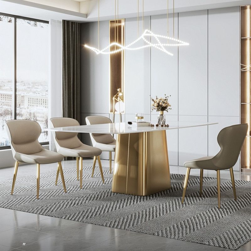 Nordic Glam Gesinterde Steen Eettafel Ovale Tafelset 1/4/5/6/7 Stuks Eetkamerset Voor Thuis