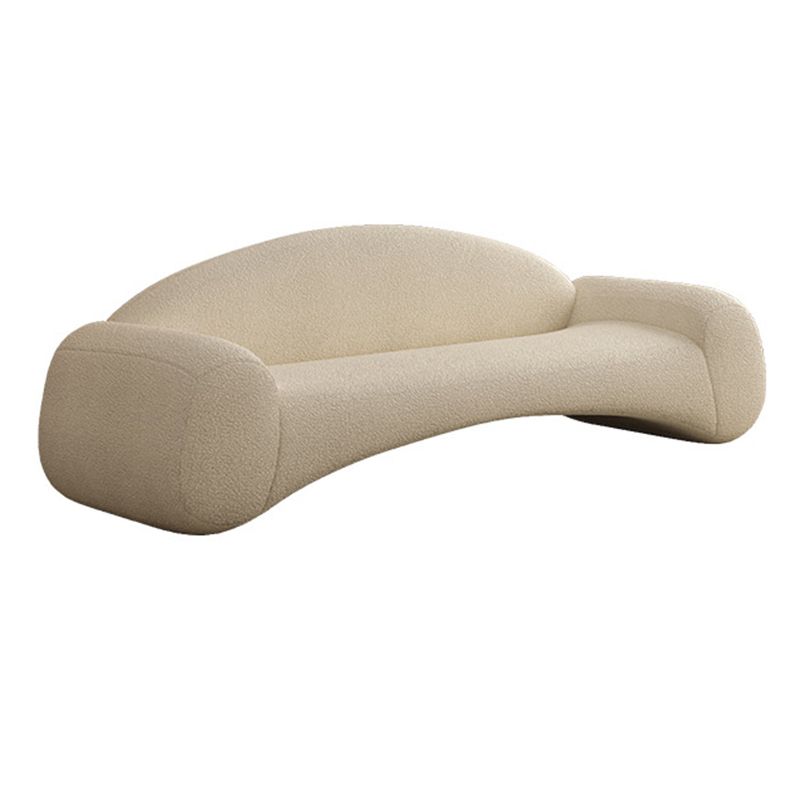Contemporary Tight Back Sofa Couch Curved Settee Couch in White