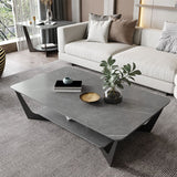 Rectangular Abstract Base Slate Glam Style with Storage Shelf Coffee Table