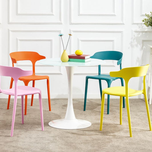 Sillas de comedor contemporáneas abiertas silla lateral de plástico de espalda