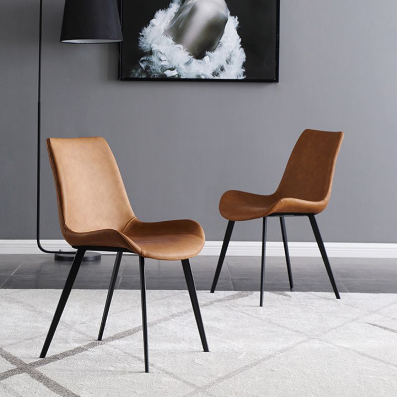 Modern Leather Restaurant Side Chair Matte Finish Solid Back Dining Chair (Set of 2) Clearhalo ' kitchen&dining_furn' 'Dining Chairs' 'Dining Tables & Seating' 'dining_chair' 'furn' 'furn_dining_chair' 'Furniture' 'furniture_dining_chair' 'Kitchen & Dining Furniture' 'kitchen' 1200x1200_d187233c-6bba-421d-9ccf-80400ef6e22e