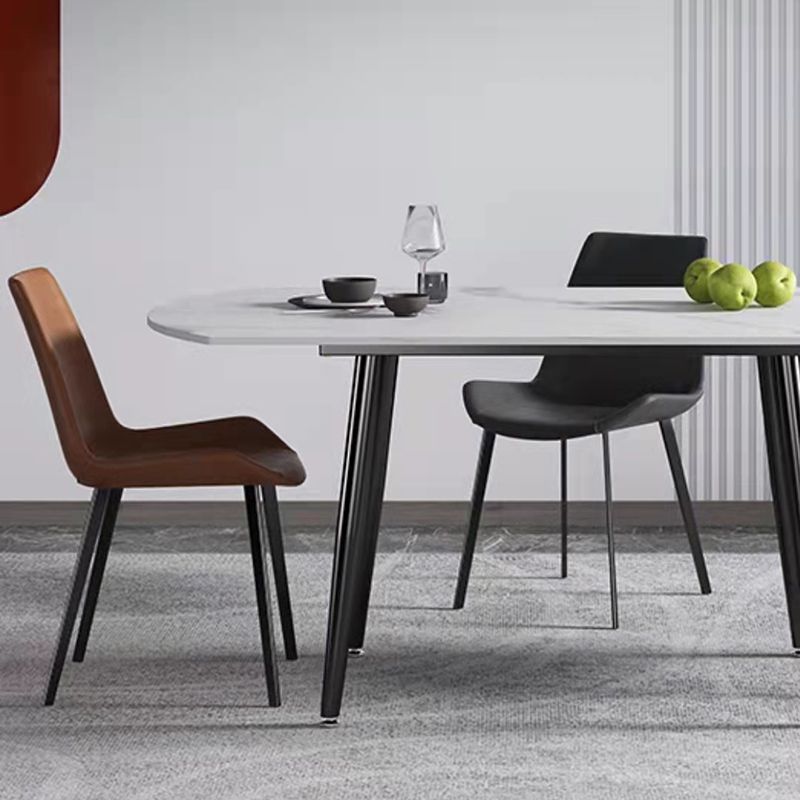 White Stone Dining Table Set with Leather Chairs 3/5 Pcs Modern Dinette Set Clearhalo 'Dining Room Sets' 'Dining Tables & Seating' 'dining_room_set' 'furn' 'furn_dining_room_set' 'Furniture' 'Kitchen & Dining Furniture' 1200x1200_d189e713-18dd-4d3f-ae96-57035851a20d