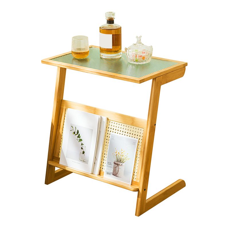 Rustic Rectangular Side Table Abstract 21.65 inch Wide End Table