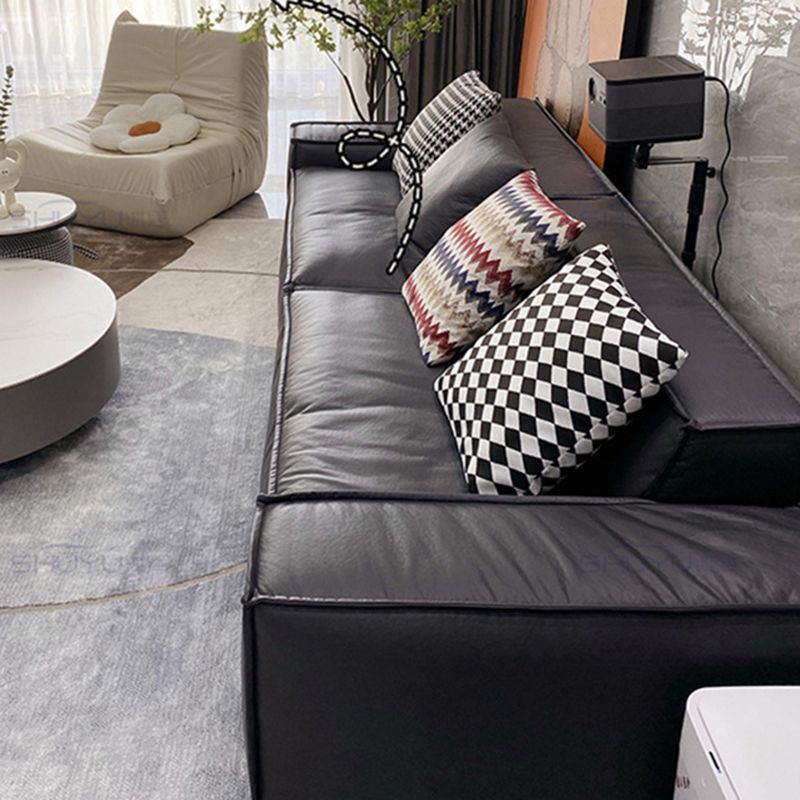 Sewn Pillow Back Settee Square Arm Sofa Couch in Black for Living Room Clearhalo 'furn' 'furn_sofas' 'Furniture' 'furniture_sofas' 'Living Room Furniture' 'Sofa' 'sofas' 1200x1200_d1909621-0a60-4f16-bcf0-637d463b3a36