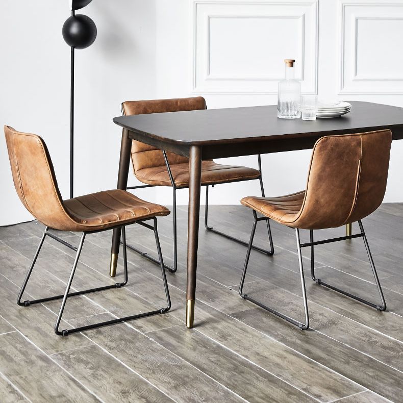 Rectangle 4 Legs Luxury Style Dining Table Wood Color Fixed Table of Solid Rubberwood Clearhalo ' dining_table' 'Dining Tables & Seating' 'Dining Tables' 'furn' 'furn_dining_table' 'Furniture' 'furniture_dining_table' 'Kitchen & Dining Furniture' 'kitchen&dining_furn' 'kitchen' 'kitchen_dining_table' 1200x1200_d191dabf-7696-4972-81cc-ba56537c1927