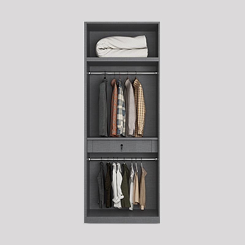 Contemporary Grey Storage Cabinet with Garment Rod Hinged Door Cabinet for Bedroom Clearhalo 'Armoires & Wardrobes' 'armoires_wardrobes' 'Bedroom Furniture' 'furn' 'furn_armoires_wardrobes' 'Furniture' 1200x1200_d193d776-13cf-433f-b3eb-e720d73b25fa