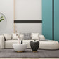 White Curved Seating Tight Back Tuxedo Arm Sofa for Living Room