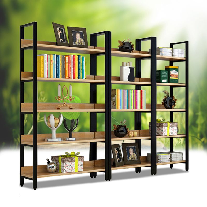 Vertical Industrial Etagere Bookshelf Steel Frame Solid Wood Shelf Bookshelf Clearhalo 'Bookcases' 'furn' 'furn_bookcases' 'Furniture' 'furniture_bookcases' 'kitchen' 'kitchen_bookcases' 'Living Room Furniture' 'Office Furniture' 1200x1200_d195356a-33ce-4980-bfd6-f60223ac3b69