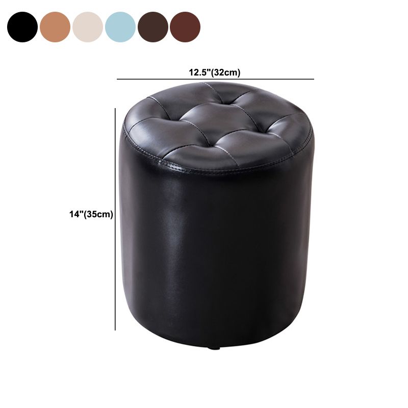 Modern Pouf Ottoman Genuine Leather Tufted Upholstered Solid Color Ottoman Clearhalo 'furn' 'furn_ottomans_poufs' 'Furniture' 'Living Room Furniture' 'Ottomans & Poufs' 'ottomans_poufs' 1200x1200_d1956af5-10d0-463e-8bba-562d216bc59d