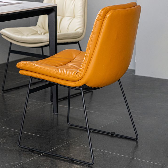 Nordic Upholstered Armless Dining Chairs Metal Legs Solid Back Chair for Home Use Clearhalo ' kitchen&dining_furn' 'Dining Chairs' 'Dining Tables & Seating' 'dining_chair' 'furn' 'furn_dining_chair' 'Furniture' 'furniture_dining_chair' 'Kitchen & Dining Furniture' 'kitchen' 1200x1200_d1958b17-6e8b-4334-ac72-48895f68bb11