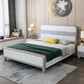 Modern Rubberwood Standard Bed with Rectangle Headboard and Wooden Legs