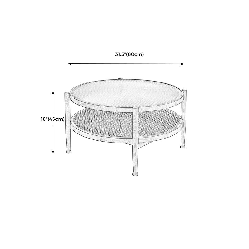 Modern Wood 4 Legs 1 Coffee Table with Shelf Round Glass Table Clearhalo 'Coffee & Accent Tables' 'Coffee Tables' 'coffee_tables' 'furn' 'furn_coffee_tables' 'Furniture' 'furniture_coffee_tables' 'Living Room Furniture' 1200x1200_d1988e6a-91e3-4f22-a1e2-b95b81b0b5ad
