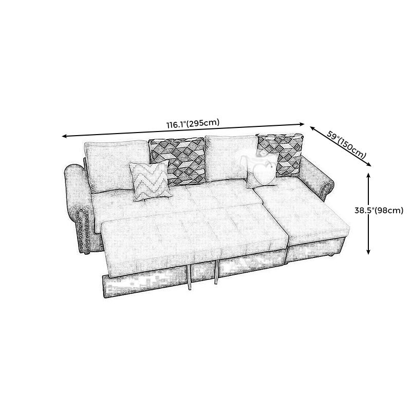 Rolled Arm Sectionals 116.14"L x 59.06"W x 38.58"H Cushion Back Sofa Bed with Storage Clearhalo 'furn' 'furn_sectionals' 'Furniture' 'furniture_sectionals' 'Living Room Furniture' 'Sectionals' 1200x1200_d198da98-a509-46bf-bd69-f85036333dfa
