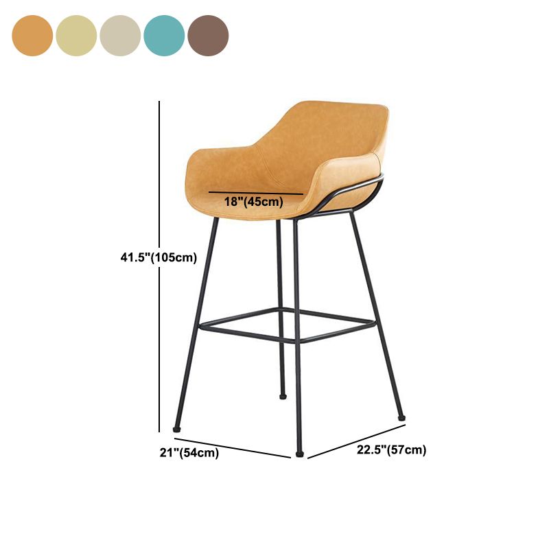 Scandinavian Faux Leather Upholstered Counter Stool with 4 Legs in Matte Finish for Home Clearhalo 'Bar Furniture' 'Bar Stools' 'bar_stools' 'furn' 'furn_bar_stools' 'Furniture' 'Kitchen & Dining Furniture' 1200x1200_d1995b18-253d-48fd-83c2-76a4dc85d352