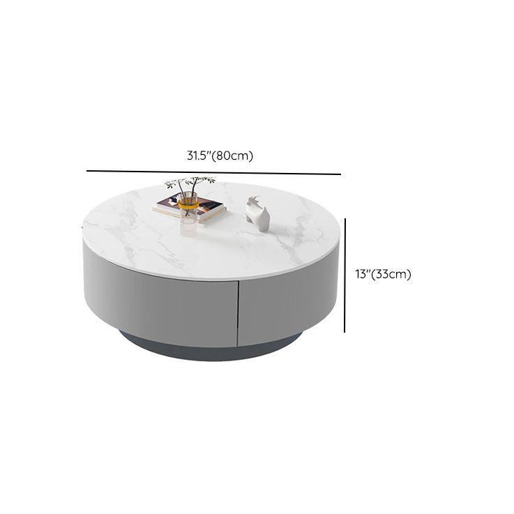 Drum Coffee Table Contemporary Stone Cocktail Table with 2 Storage Drawers Clearhalo 'Coffee & Accent Tables' 'Coffee Tables' 'coffee_tables' 'furn' 'furn_coffee_tables' 'Furniture' 'Living Room Furniture' 1200x1200_d199c41e-86ca-42ed-b6e4-5e33ddb13689