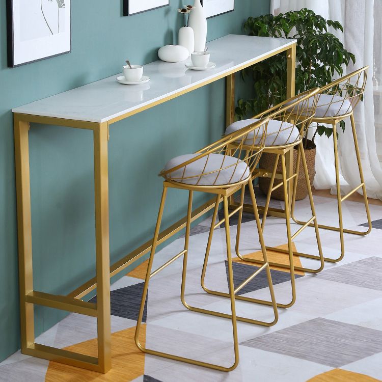 1/4/7 Pieces Glam Iron Bar Table Set Rectangle White Faux Marble Bistro Set with Footrest Clearhalo 'Bar Furniture' 'furn' 'furn_home_bar_bar_sets' 'Furniture' 'Home Bars & Bar Sets' 'home_bar_bar_sets' 'Kitchen & Dining Furniture' 1200x1200_d19b0ca1-558c-4a58-88ae-d1491df2f275