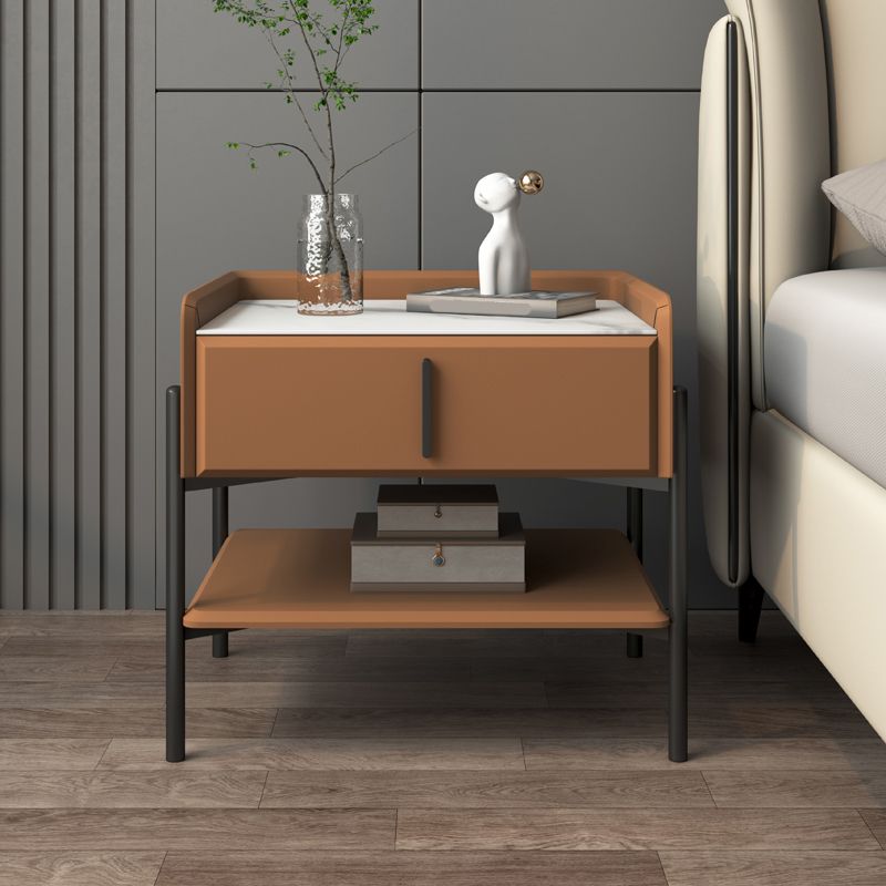 Table de nuit en pierre et en métal moderne Armoire de chevet de rangement avec les jambes