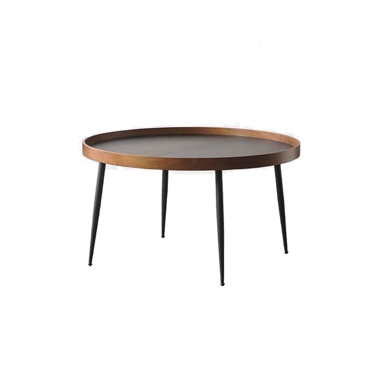 Round Black/Brown Metal Coffee Table Tray Top Cocktail Table