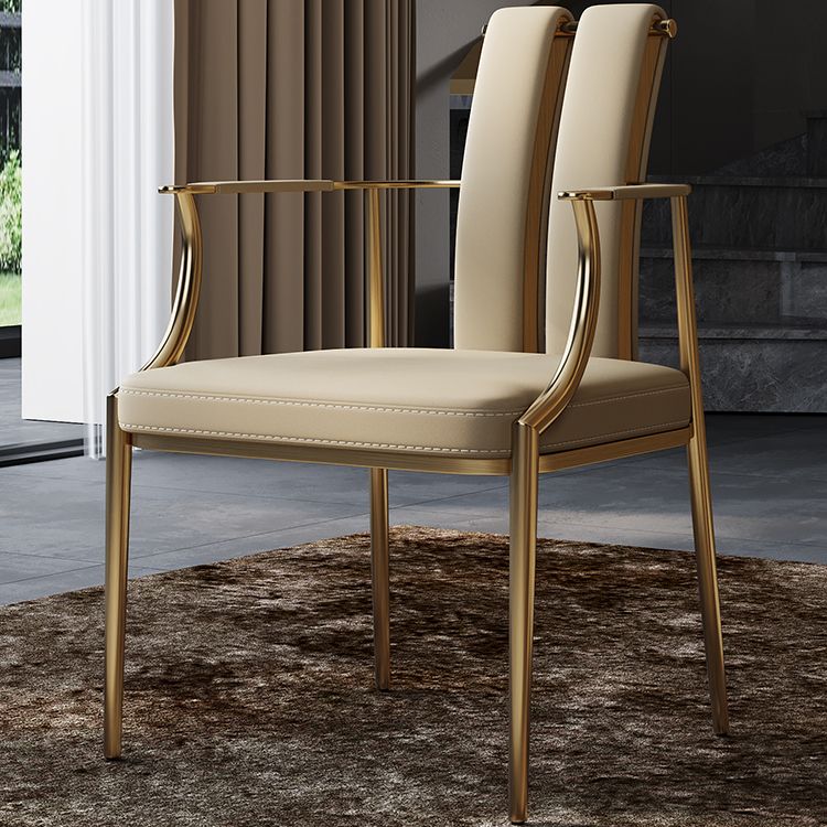 Glam Küche Essstuhl goldene Beine gepolsterter Essarm Stuhl