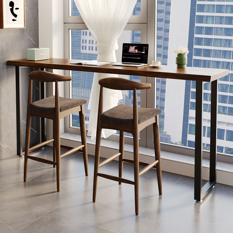 Industriële bar-eettafel voor binnen, rechthoekig massief houten bartafel