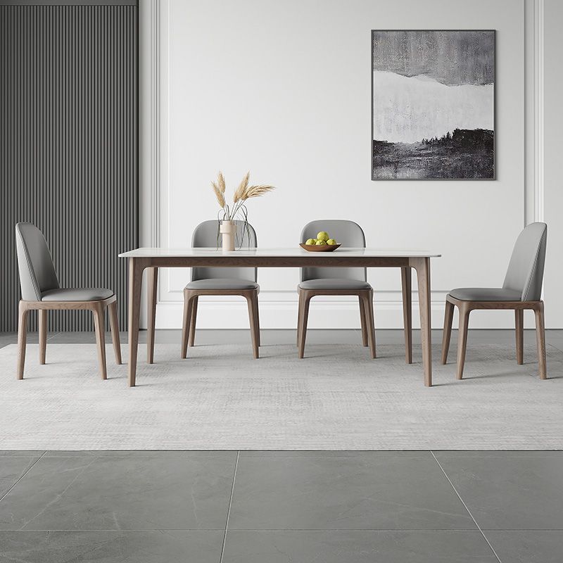 Simplicity Furniture Rectangle Stone Dining Room Table in White