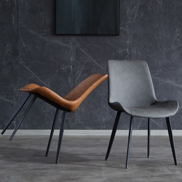 Restaurant Contemporary Leather Side Chair Solid Back Dining Chair Clearhalo ' kitchen&dining_furn' 'Dining Chairs' 'Dining Tables & Seating' 'dining_chair' 'furn' 'furn_dining_chair' 'Furniture' 'furniture_dining_chair' 'Kitchen & Dining Furniture' 'kitchen' 1200x1200_d1a50694-e87b-4c32-b321-9093f22595e9