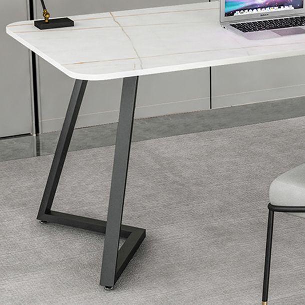 長方形の工業用ライティングデスク焼結ストーントップブラックベースデスク