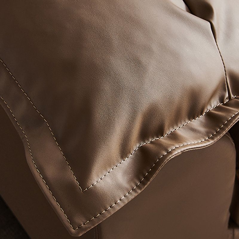 Pillow Top Arm Faux Leather Sette Nordic Down Fill Cushions Sofa with Pillows