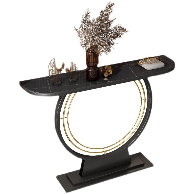 Glam Metal Console Accent Table Half Moon Console Sofa Table for Hall