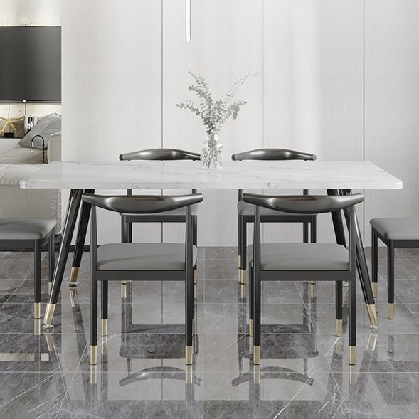 Minimalist Sintered Stone White Dining Set Standard Rectangle Shape Dining Set for Kitchen Clearhalo 'Dining Room Sets' 'Dining Tables & Seating' 'dining_room_set' 'furn' 'furn_dining_room_set' 'Furniture' 'furniture_dining_room_set' 'Kitchen & Dining Furniture' 'kitchen&dining_furn' 'kitchen' 1200x1200_d1a93ed3-e764-4188-9700-e4ff8774a48d