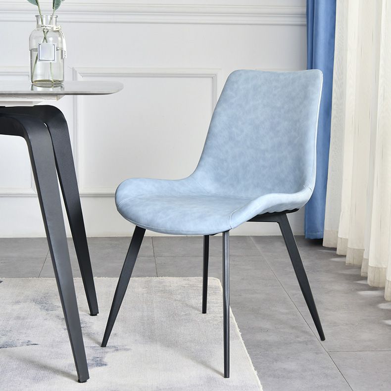 Contemporary Style Faux Leather Dining Chairs with 4 Black Finish Legs Armless Chairs Clearhalo ' kitchen&dining_furn' 'Dining Chairs' 'Dining Tables & Seating' 'dining_chair' 'furn' 'furn_dining_chair' 'Furniture' 'furniture_dining_chair' 'Kitchen & Dining Furniture' 'kitchen' 1200x1200_d1aac76f-41c3-4775-87d0-f26754c34882