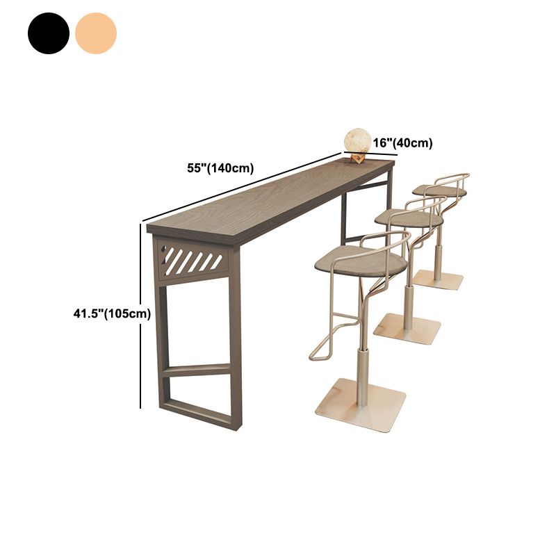 Industrial Style Rectangle Bar Table Solid Wood Fixed Bar Dining Table ...