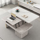 Rectangular Slate Top Coffee Table Abstract Base Cocktail Table with Storage