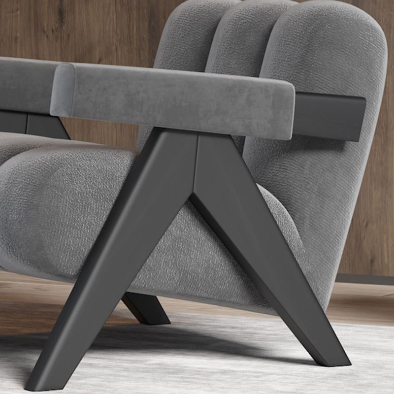 Wood Frame Accent ArmChair Sewn Pillow Back Sled Chair in Gray Clearhalo 'Accent Chairs' 'accent_chairs' 'Chairs & Seating' 'furn' 'furn_accent_chairs' 'Furniture' 'Living Room Furniture' 1200x1200_d1ad2a11-326b-42d1-ad61-70910b3790d2